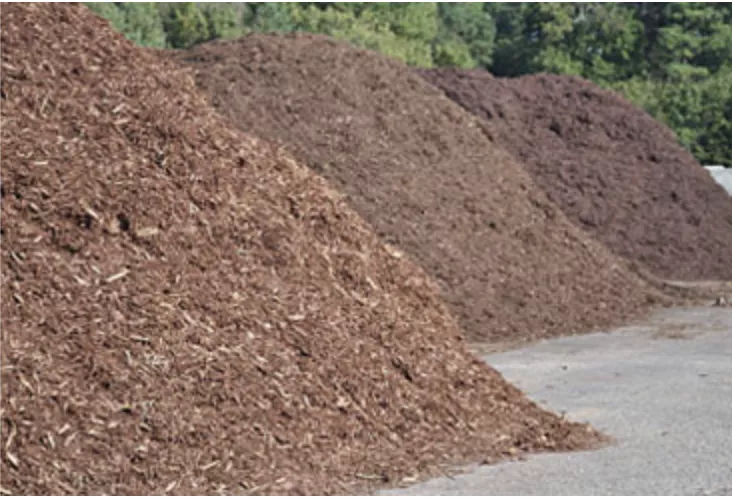 wholesale mulch in piles by color and ready for delivery