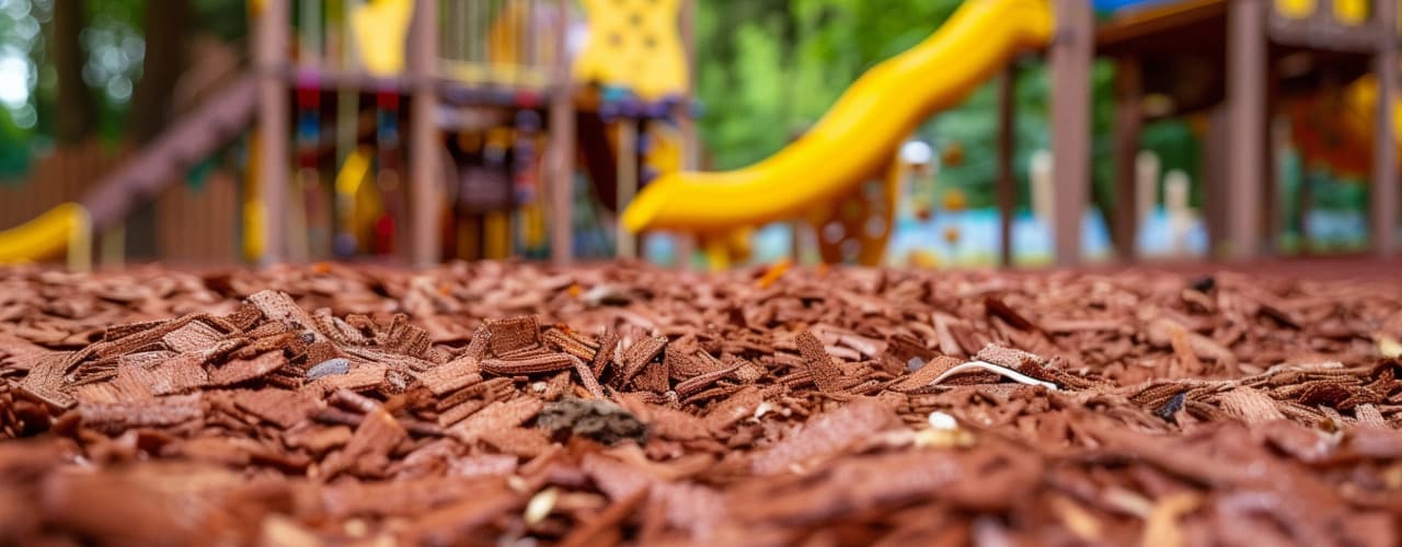 close up of mulch on playground